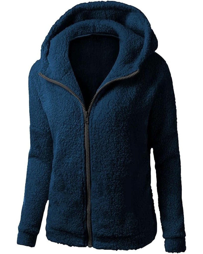 Winter Outfits for Women 2024 Winter Teddy Hood Sweaters for Women Comfy Plus Size Jackets for Women C-navy $4.21 Jackets