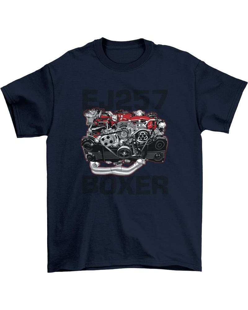 Subie Engine EJ257 Boxer T-Shirt | JDM Mechanic Racing Car Short Sleeve Gift Automotive Enthusiasts Adult Navy $14.18 T-Shirts