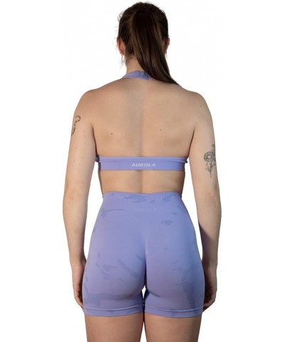 Moon Seamless Halter Backless Sport Bra for Women Adjustable Padded Active Workout Gym Yoga Crop Tank Top Jacaranda $13.20 Li...