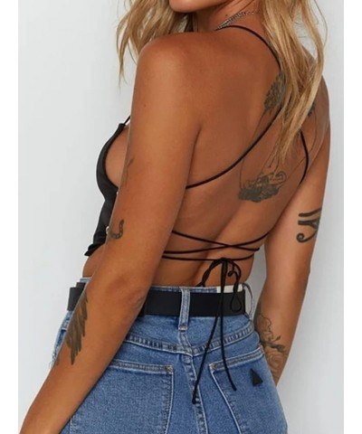 Clubwear for Women Spaghetti Strap Sexy Backless Camisole Crop Tops Black Mini Top $15.76 Tanks