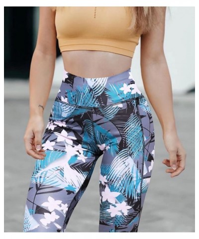 Capri Leggings for Women with Pockets High Waisted Gym Yoga Pants Running Tights Capri Floral $10.99 Pants