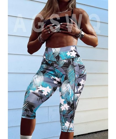 Capri Leggings for Women with Pockets High Waisted Gym Yoga Pants Running Tights Capri Floral $10.99 Pants