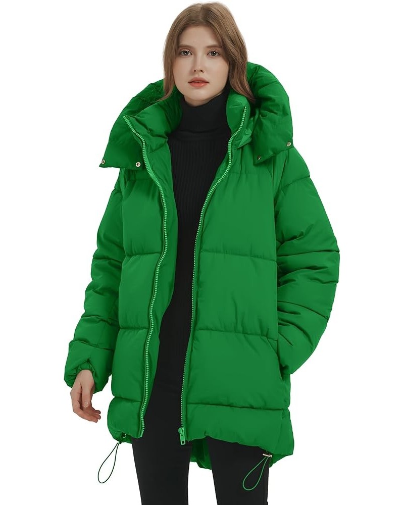 Womens Hooded Puffer Jacket Thicken Full-Zip Winter Warm Quilted Down Coat Green $38.24 Jackets