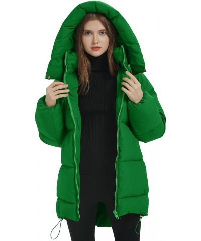 Womens Hooded Puffer Jacket Thicken Full-Zip Winter Warm Quilted Down Coat Green $38.24 Jackets