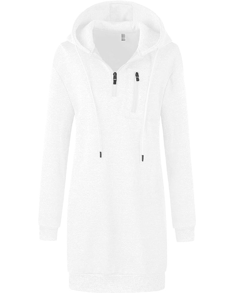 Women's Pullover Fleece Hoodie Sweatshirt Dress Casual Half Zip Long Tunic Sweater with Pocket White $22.05 Hoodies & Sweatsh...