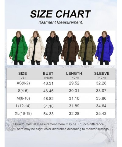 Womens Hooded Puffer Jacket Thicken Full-Zip Winter Warm Quilted Down Coat Green $38.24 Jackets