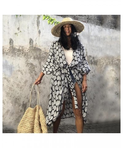 Women's Summer Long Kimono Swimsuit Cover Up Floral Print Cardigan Beach Coverups for Women Rm-30 $15.29 Swimsuits