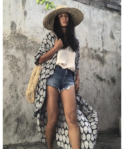 Women's Summer Long Kimono Swimsuit Cover Up Floral Print Cardigan Beach Coverups for Women Rm-30 $15.29 Swimsuits