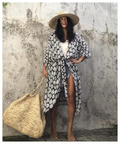 Women's Summer Long Kimono Swimsuit Cover Up Floral Print Cardigan Beach Coverups for Women Rm-30 $15.29 Swimsuits