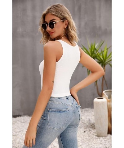 Tank Tops for Women Crop Top for Womens Ribbed Tank Tops Women's Halter Neck Casual Basic Tops White $10.00 Tops