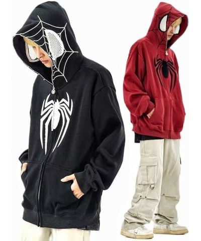 Y2k Spider Print Hoodies Hip Hop Zipper Long Sleeve Jacket Coats Harajuku Casual Loose Hooded Sweatshirt White 1 $15.12 Hoodi...