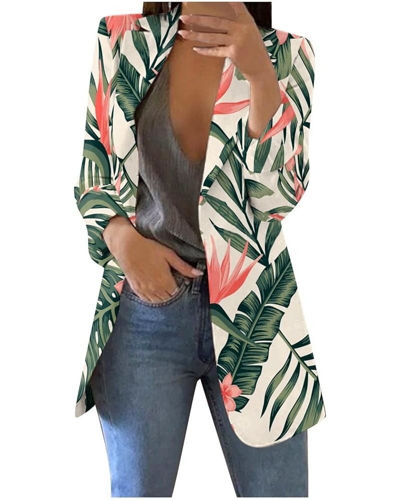 Women's 's Fall Blazers 2023 Print Lapel Long Sleeve Slim Fit Small Button Jacket Blazers Business Casual, S-4XL Lq9-dark Gre...