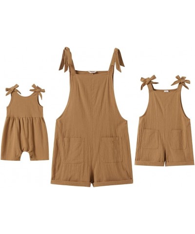 Mommy and Me Outfits Solid Color Family Matching Overall Shorts Jumpsuit Romper Summer Clothes for Mother and Daughter Khaki ...