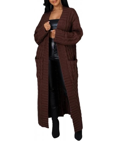 Women's Long Cardigan Sweater Open Front Solid Cable Knit Loose Thick Coat Warm Jacket Fall Winter Casual Outwear Coffee $14....