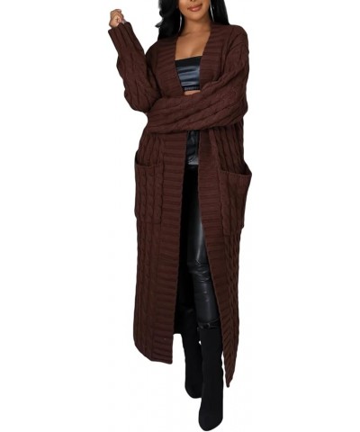 Women's Long Cardigan Sweater Open Front Solid Cable Knit Loose Thick Coat Warm Jacket Fall Winter Casual Outwear Coffee $14....