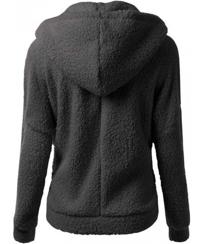 Women’s Zip Up Fleece Sweatshirts Plus Size Long Sleeve Hooded Tops Loose Fit Solid Casual Winter Sherpa Jackets 1 Black $10....