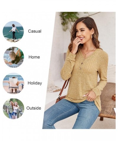 Womens 2024 Fall Winter Tunic Tops Long Sleeve Casual T-Shirts Soft Comfy Stripe Blouse Lightweight 1-vneck Dark Blue $12.99 ...