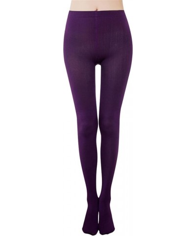 Women Elastic Winter Warm Fleece Lined Tights Leggings Sherpa Lined Tummy Control High Waist Pants Plus Size Purple $3.03 Leg...