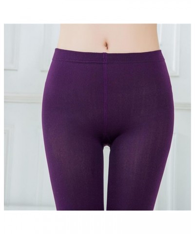 Women Elastic Winter Warm Fleece Lined Tights Leggings Sherpa Lined Tummy Control High Waist Pants Plus Size Purple $3.03 Leg...