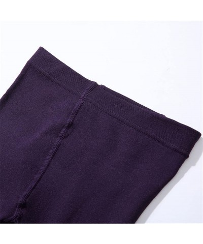 Women Elastic Winter Warm Fleece Lined Tights Leggings Sherpa Lined Tummy Control High Waist Pants Plus Size Purple $3.03 Leg...