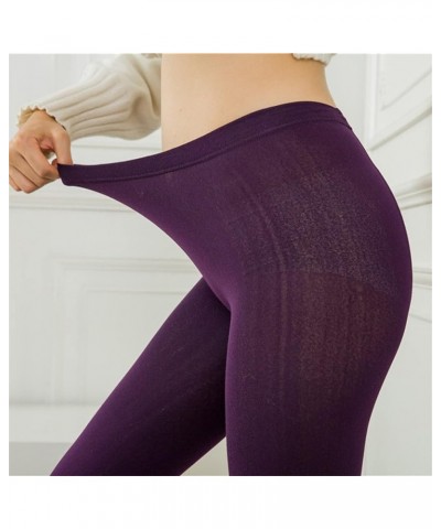 Women Elastic Winter Warm Fleece Lined Tights Leggings Sherpa Lined Tummy Control High Waist Pants Plus Size Purple $3.03 Leg...