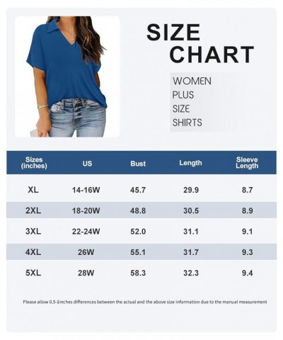 Plus Size Tops for Women Summer Button Short Sleeve Shirts Ruffle Blouse Tunics (XL-5XL) 3976-blue $12.96 Blouses