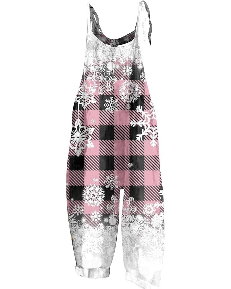 Christmas Prints Cotton Linen Overalls Jumpsuits Rompers for Women One Piece Casual Loose Fit Coveralls Pants 03-pink $10.67 ...