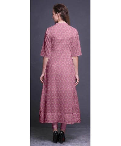 Anarkali Dress For Women Mandarin Collar Indian Kurtis Asymmetrical Kurta Wear Long Indian Kurti Light Pink2 $21.07 Tops