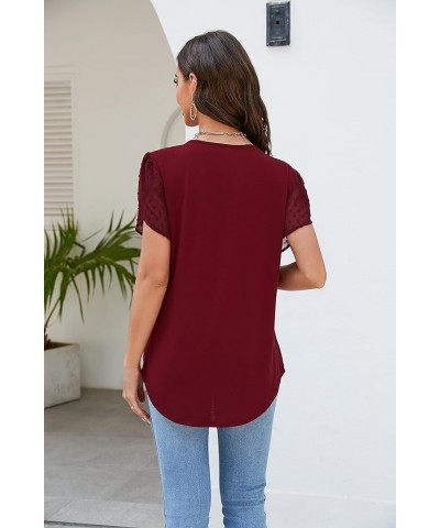 St. Jubileens Women's Plus Size Tunic Tops Square Neck Petal Short Sleeve Loose Casual Blouse Tops Red $12.75 Tops