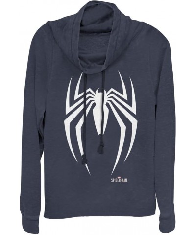 Classic Spider-Man Gamerverse Women's Cowl Neck Long Sleeve Knit Top Navy Blue $19.35 Tops