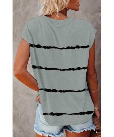 Women's Short Sleeve Tunic Tops 2024 Basic Loose T Shirts Solid Color Batwing Sleeve Casual Tee Stripe Grey $13.33 Tops