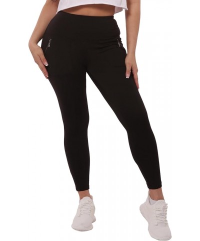 Womens Winter High Waist Fleece Lined Leggings Warm Cozy Tights Yoga Pants Zipperpockets:black $13.08 Leggings