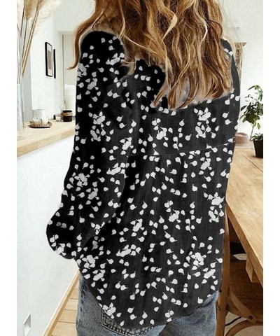 Women's Casual V Neck Alicia Floral Print Roll Up Long Sleeve Chiffon Button Down Blouses Bohemian Top Shirts Black $18.59 Bl...