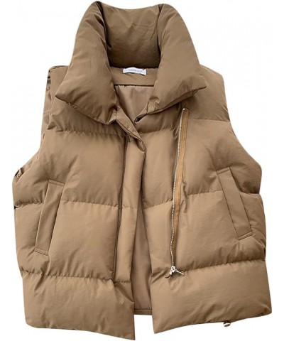 Women's Puffer Coat 2022 Autumn Winter Ladies Oversized Solid Puff Women's Down Jacket Coat Mid-Length Khaki $14.81 Jackets