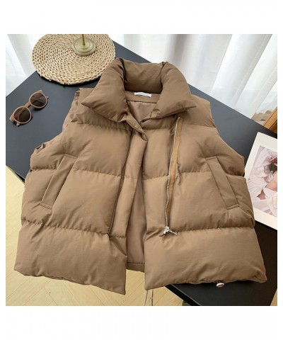 Women's Puffer Coat 2022 Autumn Winter Ladies Oversized Solid Puff Women's Down Jacket Coat Mid-Length Khaki $14.81 Jackets