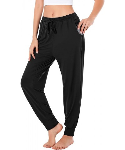 Womens High Waisted Yoga Sweatpants with Pockets Comfy Lightweight Loose Workout Joggers Stretch Ladies Sweat Pants Black1 $1...