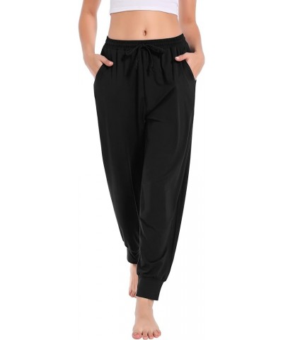 Womens High Waisted Yoga Sweatpants with Pockets Comfy Lightweight Loose Workout Joggers Stretch Ladies Sweat Pants Black1 $1...