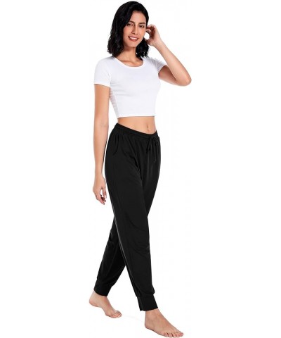 Womens High Waisted Yoga Sweatpants with Pockets Comfy Lightweight Loose Workout Joggers Stretch Ladies Sweat Pants Black1 $1...