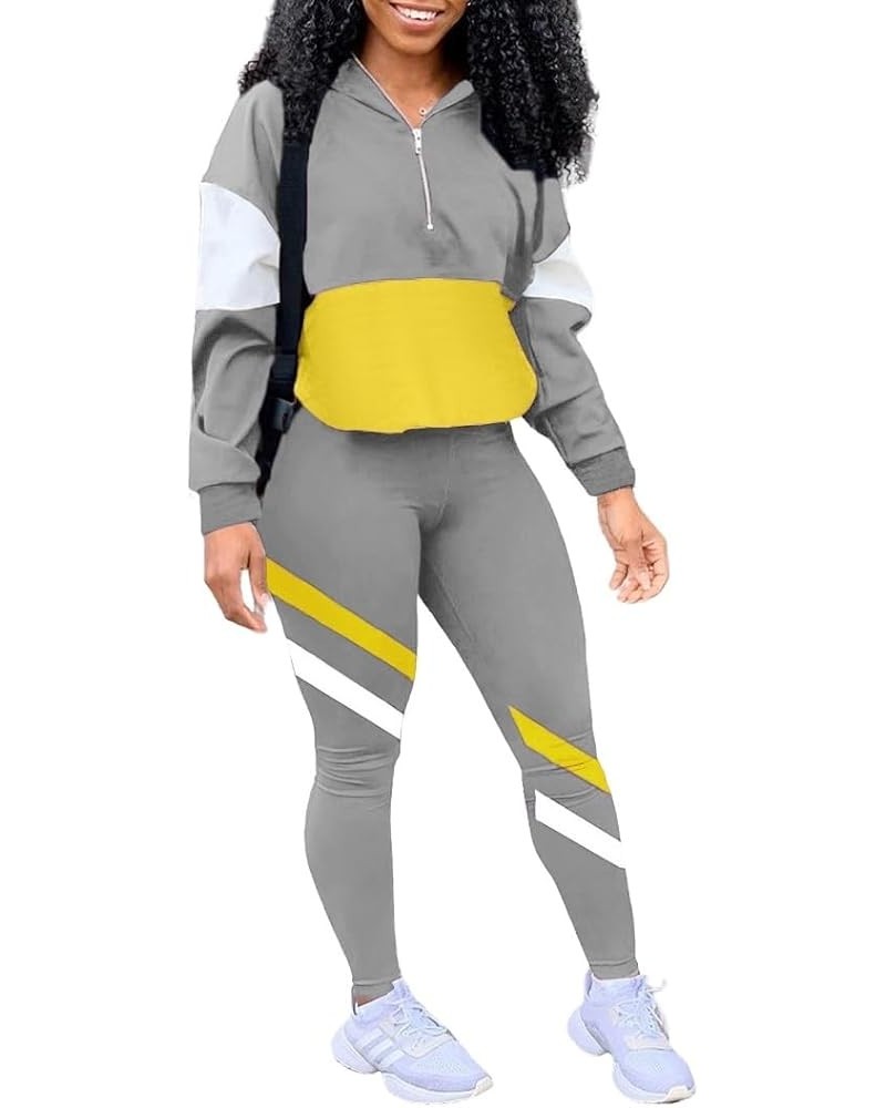 Women's Two Piece Outfits Zip Top Jacket and Elastic Waistband Pant Women Sweatsuit Tracksuit Sets B-02 Gray $17.20 Activewear