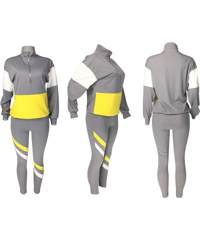 Women's Two Piece Outfits Zip Top Jacket and Elastic Waistband Pant Women Sweatsuit Tracksuit Sets B-02 Gray $17.20 Activewear