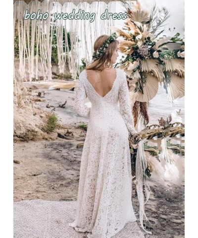 Elegant Wedding Dresses for Bride Sexy Lace Mermaid A Line Boho Bridal Gown for Women Style06-white $72.50 Dresses