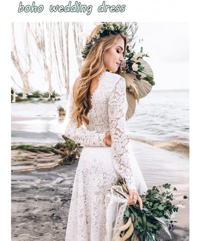 Elegant Wedding Dresses for Bride Sexy Lace Mermaid A Line Boho Bridal Gown for Women Style06-white $72.50 Dresses