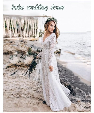 Elegant Wedding Dresses for Bride Sexy Lace Mermaid A Line Boho Bridal Gown for Women Style06-white $72.50 Dresses