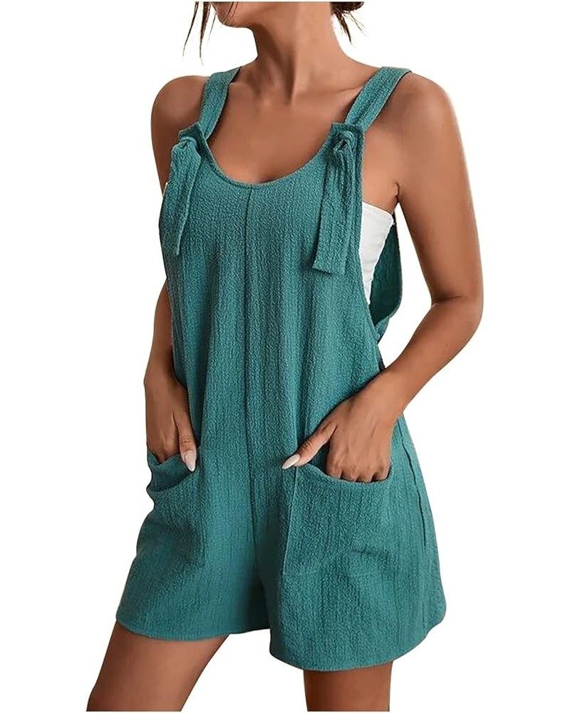 Women's Jumpsuits Summer Rompers Casual Adjustable Strap Comfortable Suspender Pants Shorts Overalls with Pockets A01_green $...