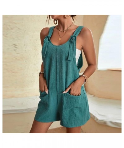 Women's Jumpsuits Summer Rompers Casual Adjustable Strap Comfortable Suspender Pants Shorts Overalls with Pockets A01_green $...