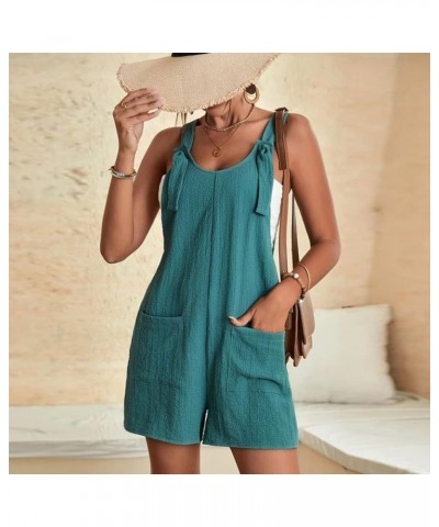 Women's Jumpsuits Summer Rompers Casual Adjustable Strap Comfortable Suspender Pants Shorts Overalls with Pockets A01_green $...