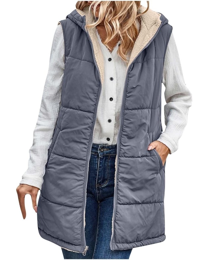 Women's Long Puffer Vest Fashion Sleeveless Hooded Jacket Winter Coats Zip Warm Outdoor Quilted Down Vest Padded Coat C Rever...