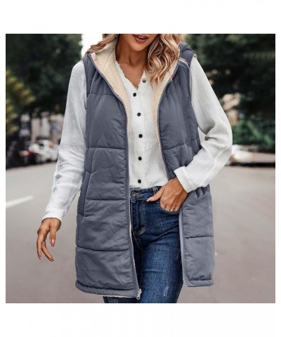 Women's Long Puffer Vest Fashion Sleeveless Hooded Jacket Winter Coats Zip Warm Outdoor Quilted Down Vest Padded Coat C Rever...