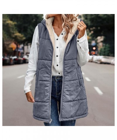 Women's Long Puffer Vest Fashion Sleeveless Hooded Jacket Winter Coats Zip Warm Outdoor Quilted Down Vest Padded Coat C Rever...