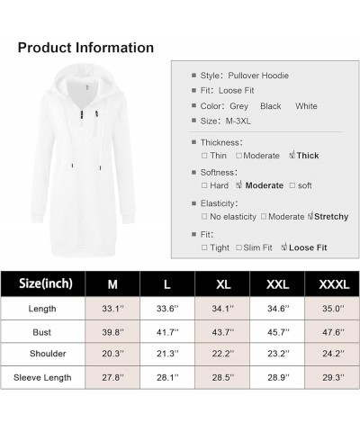 Women's Pullover Fleece Hoodie Sweatshirt Dress Casual Half Zip Long Tunic Sweater with Pocket White $22.05 Hoodies & Sweatsh...